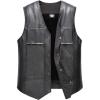 imageFlygo Mens Classic PU Leather Vest Fleece Sherpa Lined Waistcoat Sleeveless Button Down V Neck JacketBlack
