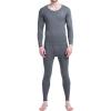 imageFlygo Mens Long Thermal Underwear Set ONeck Top and Bottom Base LayerDark Grey