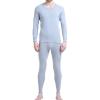 imageFlygo Mens Long Thermal Underwear Set ONeck Top and Bottom Base LayerLight Grey