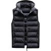 imageFlygo Mens Outdoor Hooded Padded Puffer Vest Lightweight Sleeveless Down JacketBlack