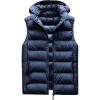 imageFlygo Mens Outdoor Hooded Padded Puffer Vest Lightweight Sleeveless Down JacketNavyblue