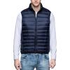 imageFlygo Mens Packable Lightweight Quilted Down Puffer Vest Insulated Gilet Jacket CoatNavy Blue