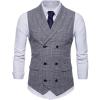 imageFlygo Mens Slim Fit Plaid Formal Business Vest for Suit Tuxedo WaistcoatGrey
