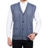 imageFlygo Mens Thermal Fleece Vest VNeck Button Up Knit Argyle Sweater VestsLight Grey