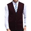 imageFlygo Mens VNeck Knitting Vest Classic Wool Blend Button Down Sweater VestSauce Red