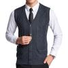 imageFlygo Mens VNeck Wool Knitted Sweater Vest Knitwear Waistcoat with Button FrontDark Grey