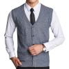 imageFlygo Mens VNeck Wool Knitted Sweater Vest Knitwear Waistcoat with Button FrontLight Grey