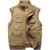 imageFlygo Mens Warm Fleece Padded Full Zip Up MultiPocket Outdoor Lightweight VestKhaki