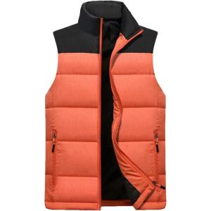imageFlygo Mens Outdoor Stand Collar Quilted Padded Vest Sleeveless Jacket OutwearOrange