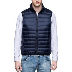 imageFlygo Mens Packable Lightweight Quilted Down Puffer Vest Insulated Gilet Jacket CoatNavy Blue