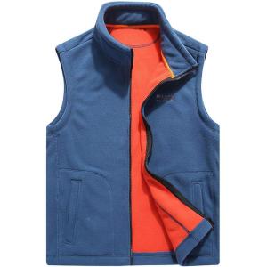 imageFlygo Mens Polar Fleece Vest Mountain Full Zip Up Lightweight Outdoor Work JacketBlue
