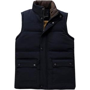 imageFlygo Mens Warm Fleece Lined Quilted Puffer Vest Outdoor Padded Sleeveless JacketNavy