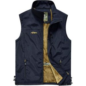 imageFlygo Mens Winter Outdoor Fleece Lightweight Travel Safari Vest Outerwear Sleeveless Jacket01 Blue