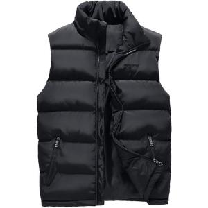 imageFlygo Mens Winter Quilted Puffer Vest Outdoor WaterResistance Full Zip Down VestBlack