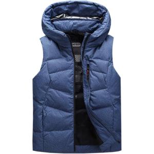 imageFlygo Mens Winter Sleeveless Hooded Puffer Down Vest OuterwearBlue