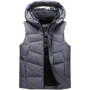 imageFlygo Mens Winter Sleeveless Hooded Puffer Down Vest OuterwearGrey