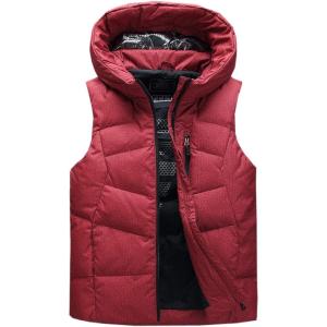 imageFlygo Mens Winter Sleeveless Hooded Puffer Down Vest OuterwearRed
