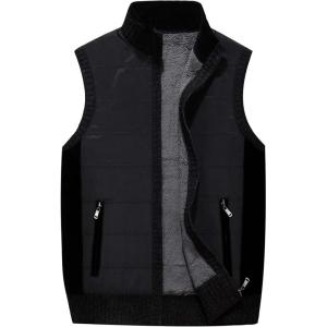 imageFlygo Mens Winter Utility Thicken Stand Collar Puffer Vest Down JacketBlack