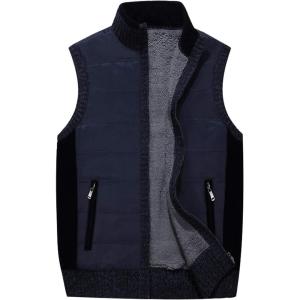 imageFlygo Mens Winter Utility Thicken Stand Collar Puffer Vest Down JacketNavy