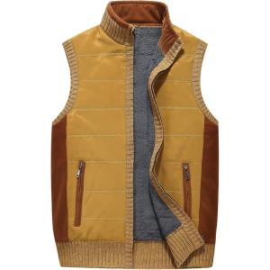 imageFlygo Mens Winter Utility Thicken Stand Collar Puffer Vest Down JacketYellow
