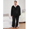 imageFlygo Mens Pajamas Set Winter Warm Coral Fleece Pajamas Fuzzy Pants Lounge Set Loose Plush SleepwearBlack