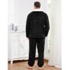 imageFlygo Mens Pajamas Set Winter Warm Coral Fleece Pajamas Fuzzy Pants Lounge Set Loose Plush SleepwearBlack