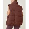 imageFlygo Puffer Vest Women Zip Up Sleeveless Winter Casual Stand Collar Padded Down Jacket Coat with Pockets Brown M