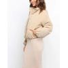 imageFlygo Womens Corduroy Jackets Casual Padded Full Zip Stand Collar Puffer CoatBeige
