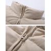 imageFlygo Womens Corduroy Jackets Casual Padded Full Zip Stand Collar Puffer CoatBeige