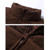 imageFlygo Womens Corduroy Jackets Casual Padded Full Zip Stand Collar Puffer CoatCoffee