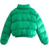 imageFlygo Womens Cropped Puffer Jacket Baggy Full Zip Quilted Padded Winter CoatGreen