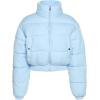 imageFlygo Womens Cropped Puffer Jacket Stand Collar Zip Up Winter Quilted Down CoatBlue