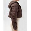 imageFlygo Womens Cropped Puffer Jacket Winter Padded Zip Up Hooded Puffy Bubble CoatCoffee