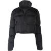 imageFlygo Womens Cropped Quilted Puffer Jacket Full Zip Winter Padded Bubble CoatBlack