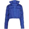 imageFlygo Womens Cropped Quilted Puffer Jacket Full Zip Winter Padded Bubble CoatBlue