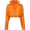 imageFlygo Womens Cropped Quilted Puffer Jacket Full Zip Winter Padded Bubble CoatOrange