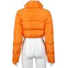imageFlygo Womens Cropped Quilted Puffer Jacket Full Zip Winter Padded Bubble CoatOrange