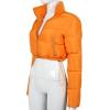 imageFlygo Womens Cropped Quilted Puffer Jacket Full Zip Winter Padded Bubble CoatOrange