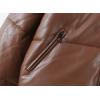 imageFlygo Womens Faux Leather Puffer Jacket Baggy Full Zip Padded Winter CoatBrown