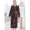 imageFlygo Womens Hooded Fleece Shawl Kimono Bathrobe Long Warm Flannel RobeCoffee