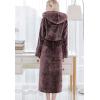 imageFlygo Womens Hooded Fleece Shawl Kimono Bathrobe Long Warm Flannel RobeCoffee