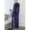 imageFlygo Womens Hooded Fleece Shawl Kimono Bathrobe Long Warm Flannel RobeNavy