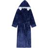 imageFlygo Womens Hooded Fleece Shawl Kimono Bathrobe Long Warm Flannel RobeNavy