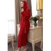 imageFlygo Womens Hooded Fleece Shawl Kimono Bathrobe Long Warm Flannel RobeRed