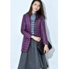 imageFlygo Womens Lightweight Stand Collar Mid Long Down Coat Puffer JacketPurple