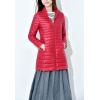imageFlygo Womens Lightweight Stand Collar Mid Long Down Coat Puffer JacketRed