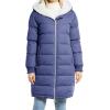 imageFlygo Womens Long Hooded Puffer Jacket Sherpa Fleece Lined Winter Warm CoatBlue