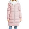 imageFlygo Womens Long Hooded Puffer Jacket Sherpa Fleece Lined Winter Warm CoatPink