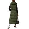 imageFlygo Womens Long Puffer Maxi Length Vest Quilted Padded Vests Sleeveless Hooded Insulated Down Jackets OuterwearArmygreen
