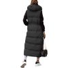 imageFlygo Womens Long Puffer Maxi Length Vest Quilted Padded Vests Sleeveless Hooded Insulated Down Jackets OuterwearBlack